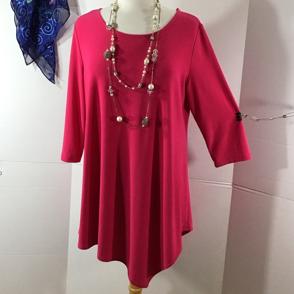 CLARA SUNWOO Vibrant Pink asymmetrical hem Tunic Top XL